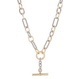 Twotone End T bar Y Necklace